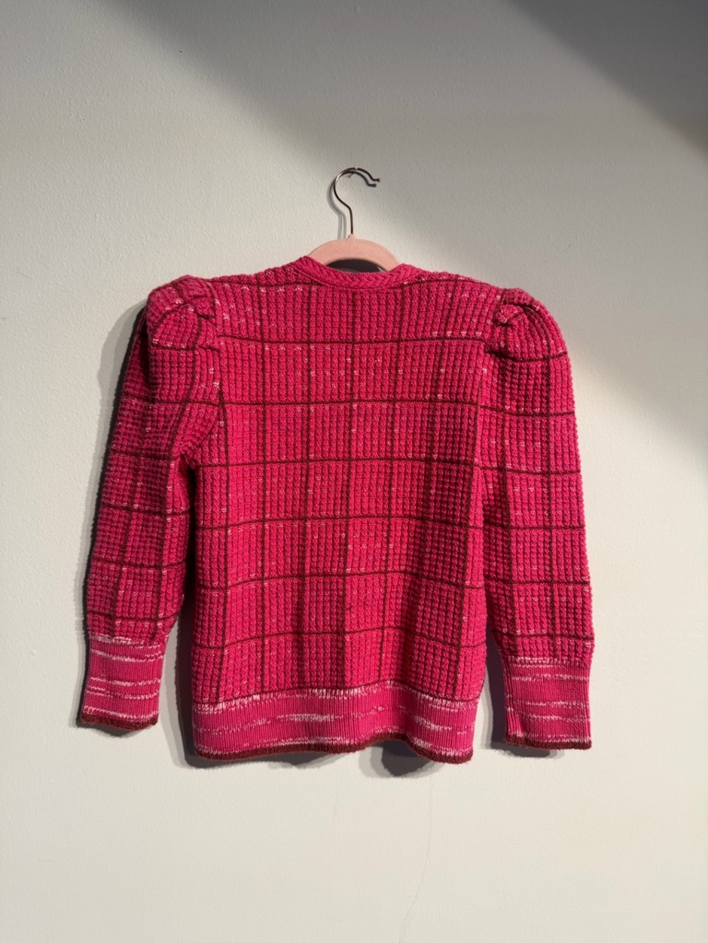 L'AGENCE Jenni Hot Pink Knit V-Neck Cardigan with Gold Buttons - Picture 4 of 4